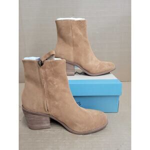 NWT TOMS Women’s Juliet Tan Suede Heeled Shoes Size 7
